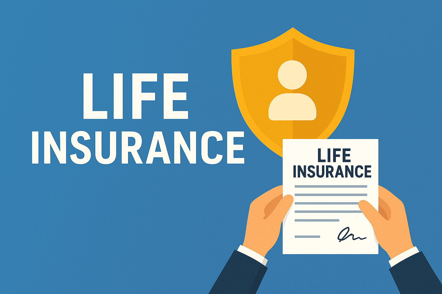 Illustration of life insurance policy and protection shield representing top life insurance companies in India
